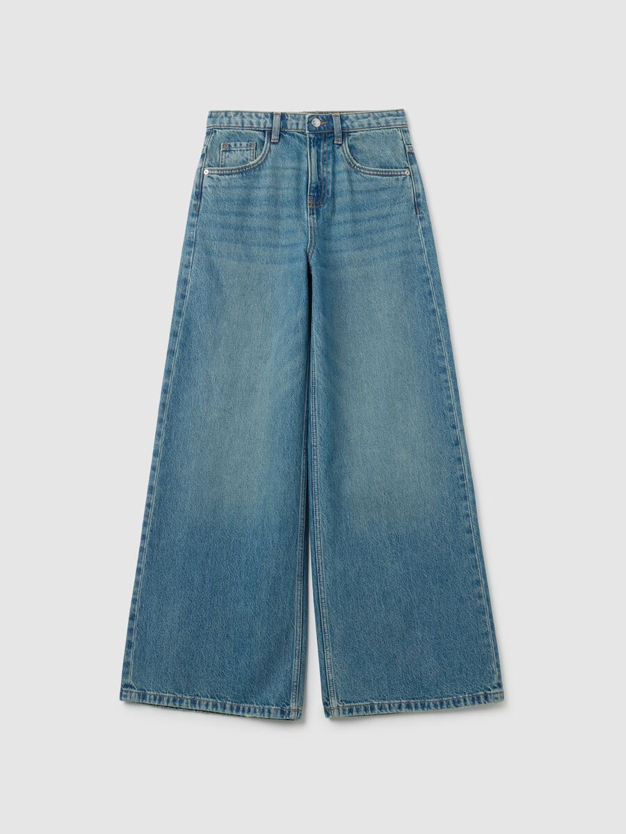 Wide Leg Denim Jeans_0