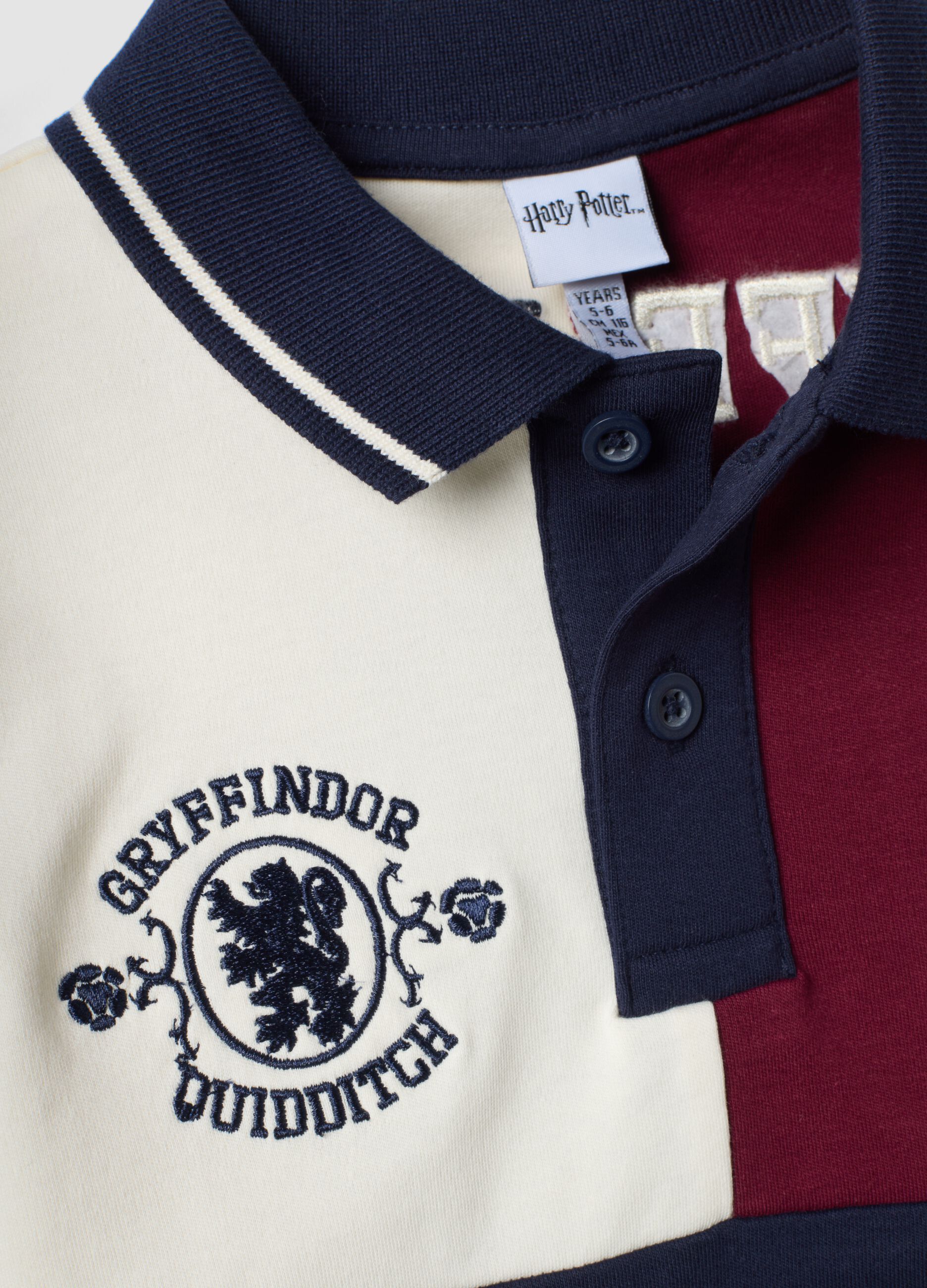 Polo multicolor in puro cotone a maniche lunghe e stampe Harry Potter