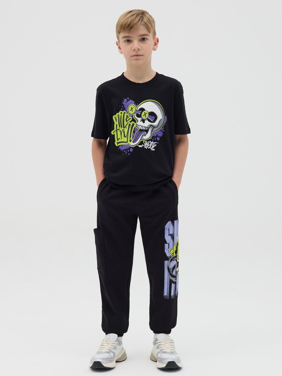 Cotton joggers with drawstring and print_1