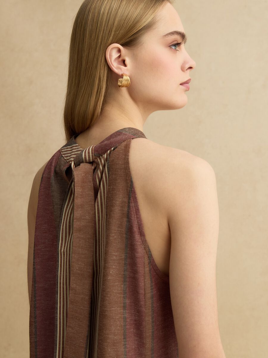 Abito in misto viscosa e lino a righe multicolor relaxed fit_4
