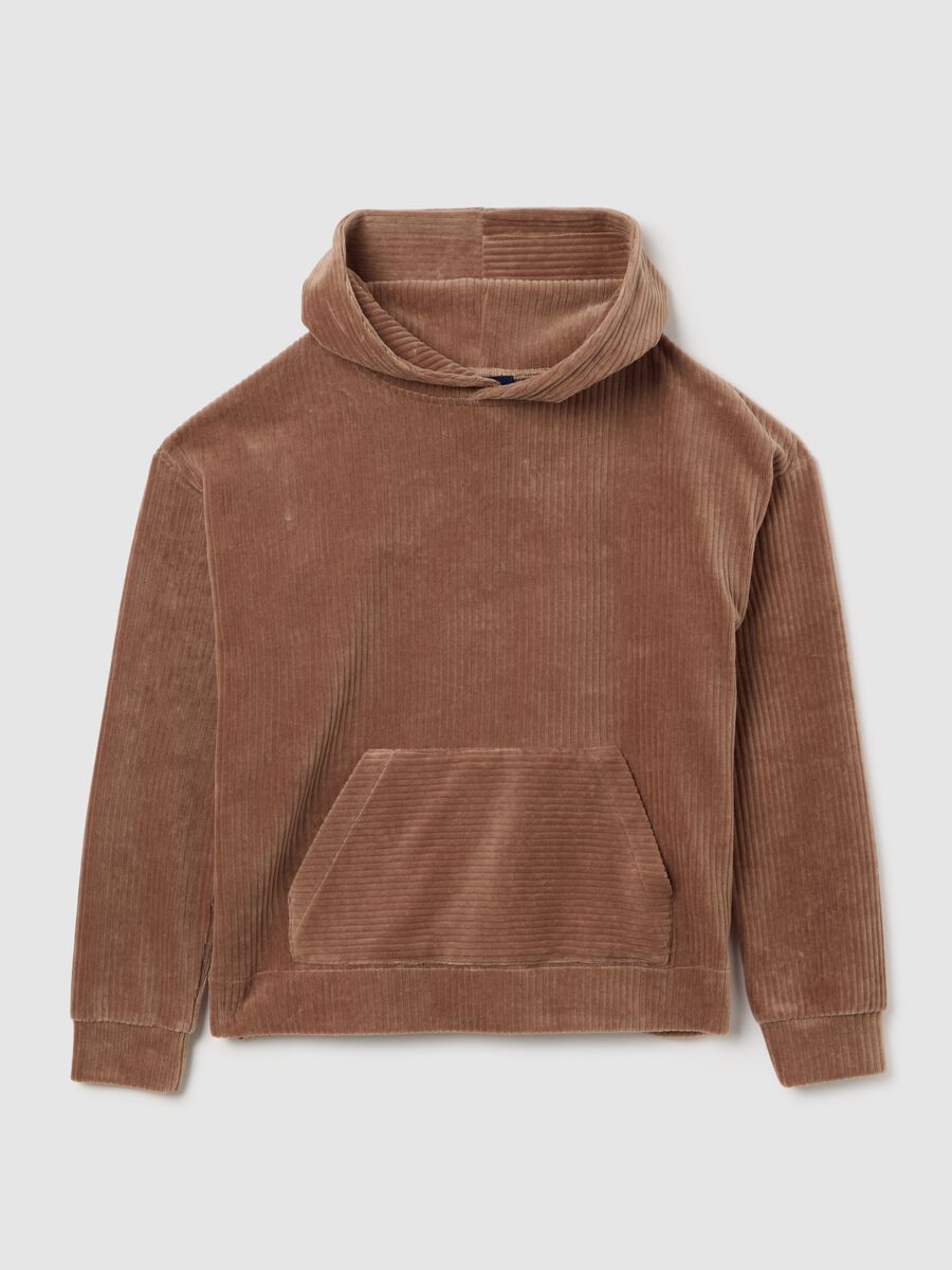 Brown cotton blend hoodie with regular fit_4