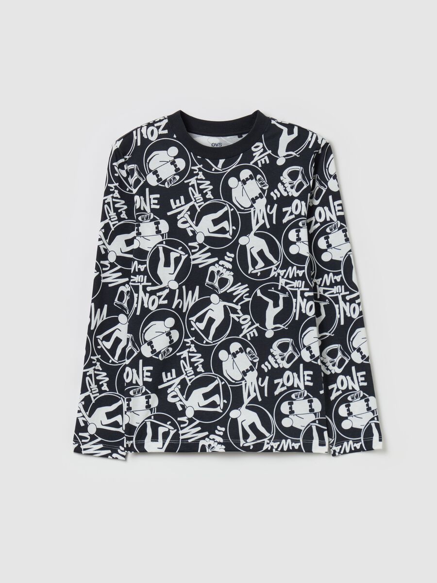 T-shirt a maniche lunghe con stampa all-over_3