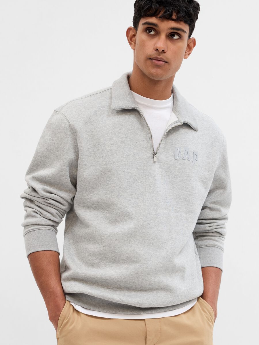 Half-zip sweatshirt with glossy-effect logo print_0