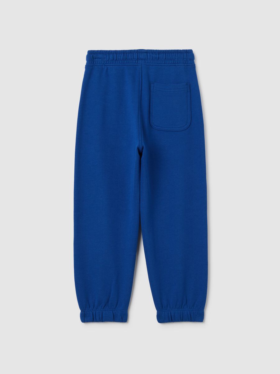 Pantaloni da bambino in puro cotone blu regular fit_1