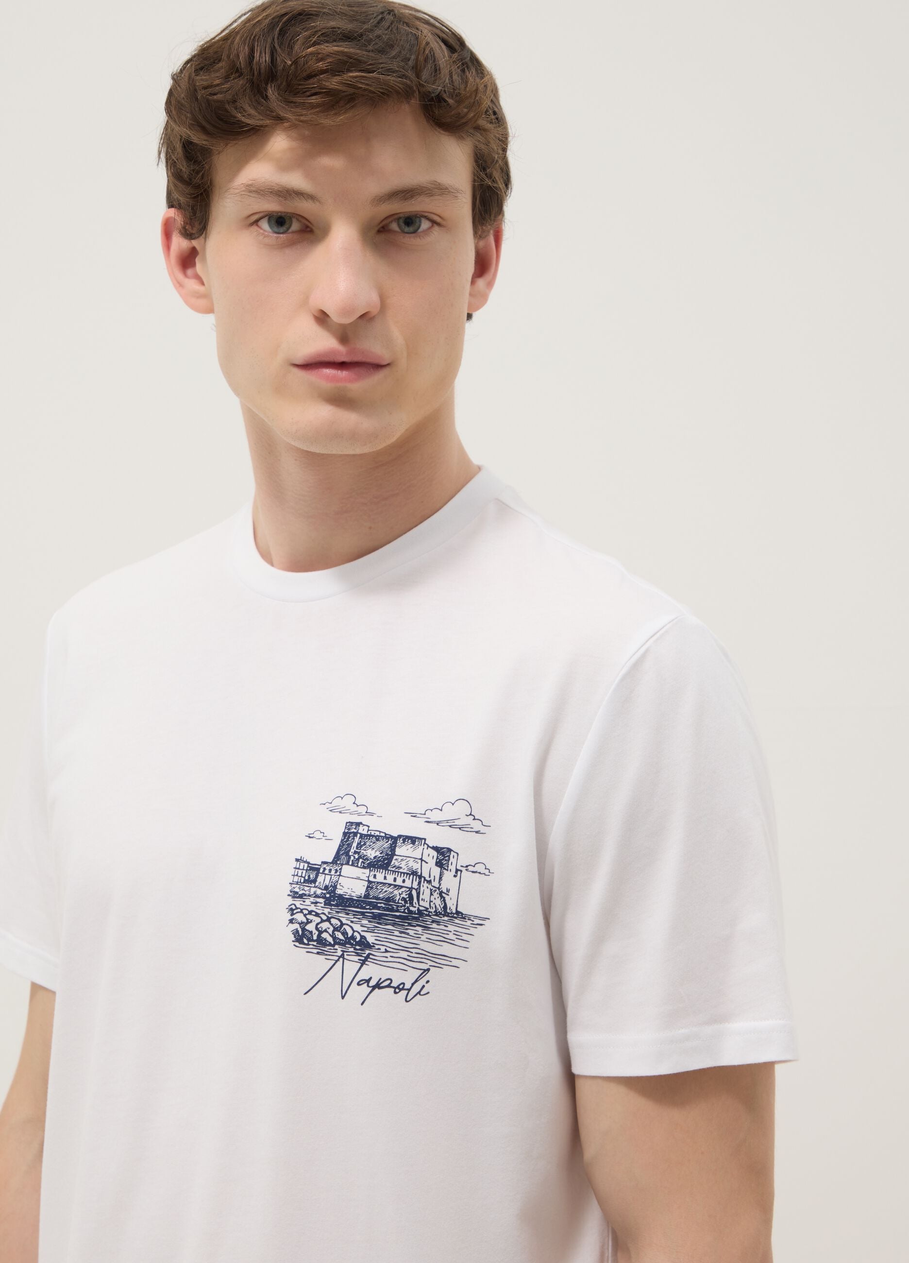 Men&rsquo;s white short-sleeve pure cotton T-shirt, regular fit