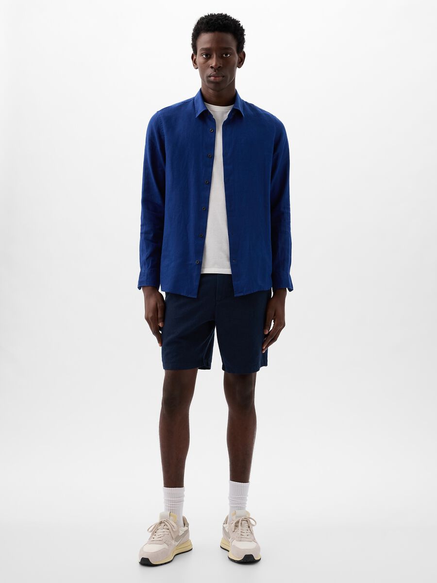 Relaxed-fit Bermuda shorts in cotton and linen_0