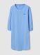 Sky blue pure cotton striped nightshirt with regular fit and serafino collar_0