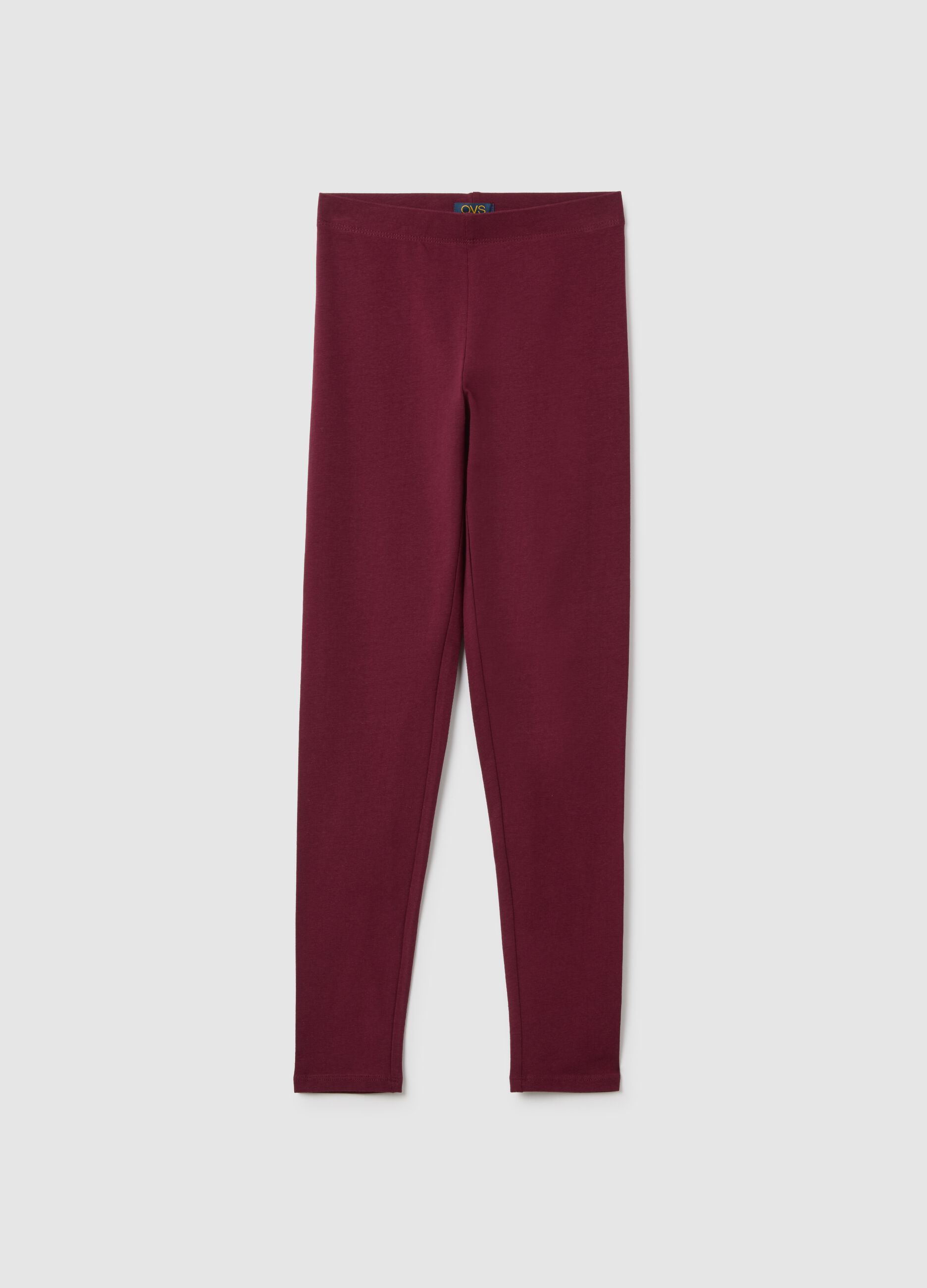 Girls' Red Stretch Cotton Skinny Leggings