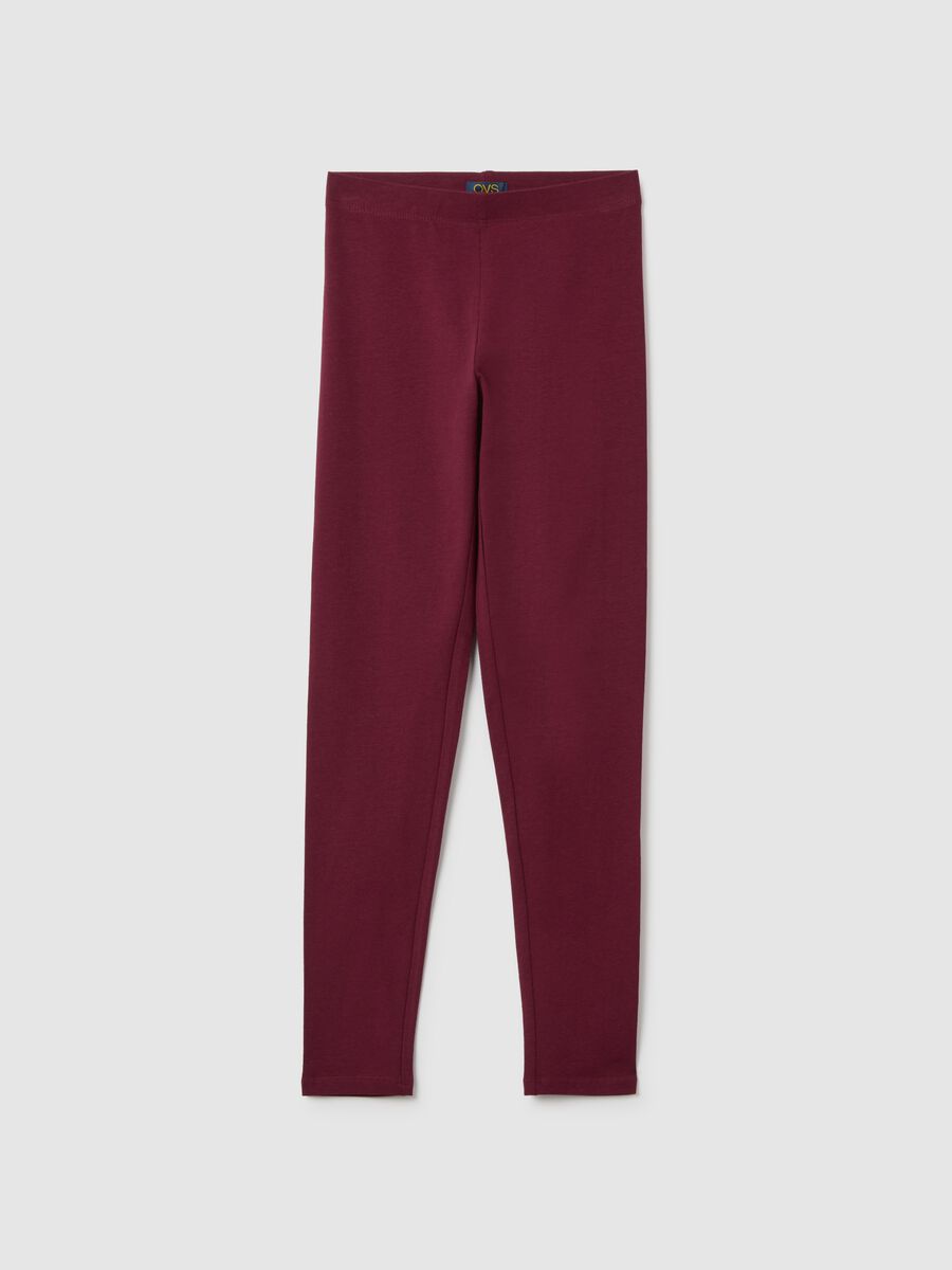 Girls' Red Stretch Cotton Skinny Leggings_0