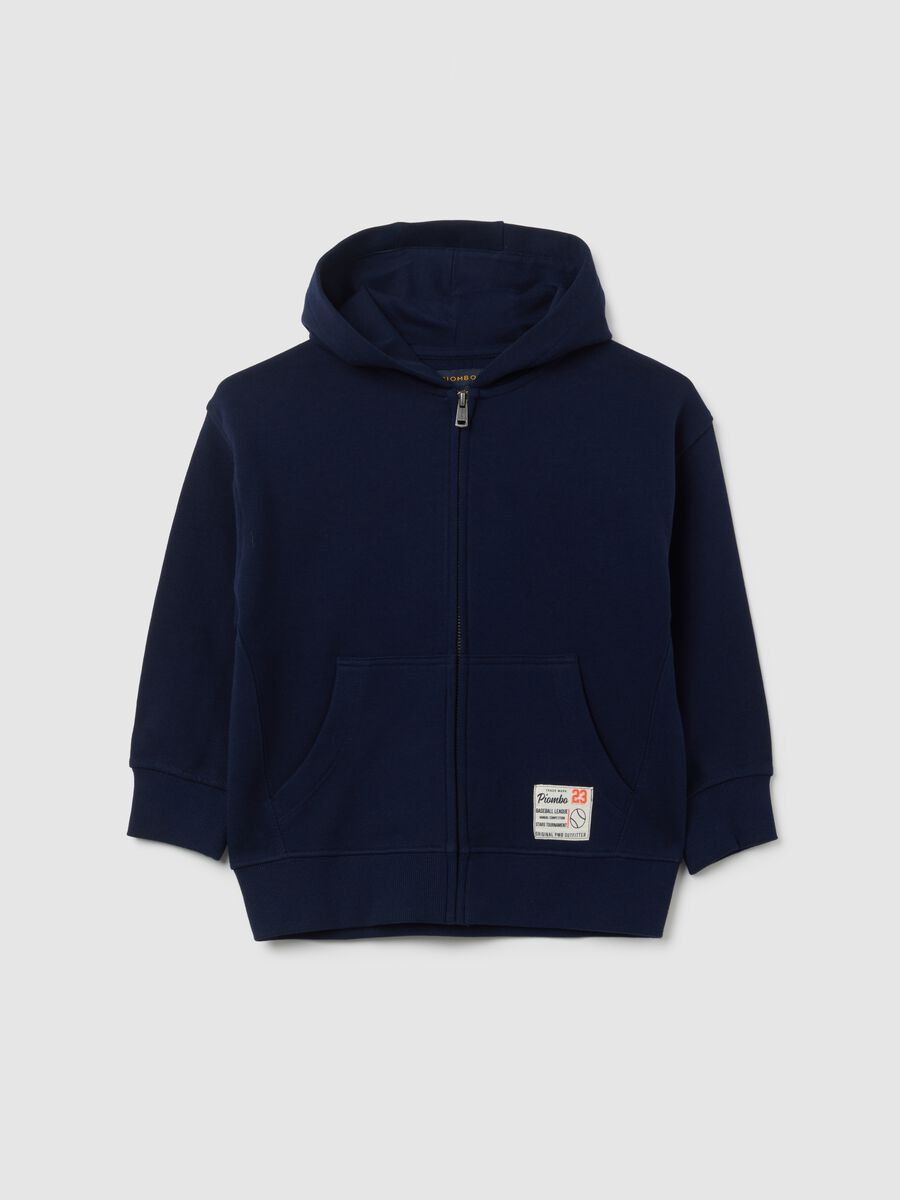 Felpa da bambino in puro cotone blu regular fit_3