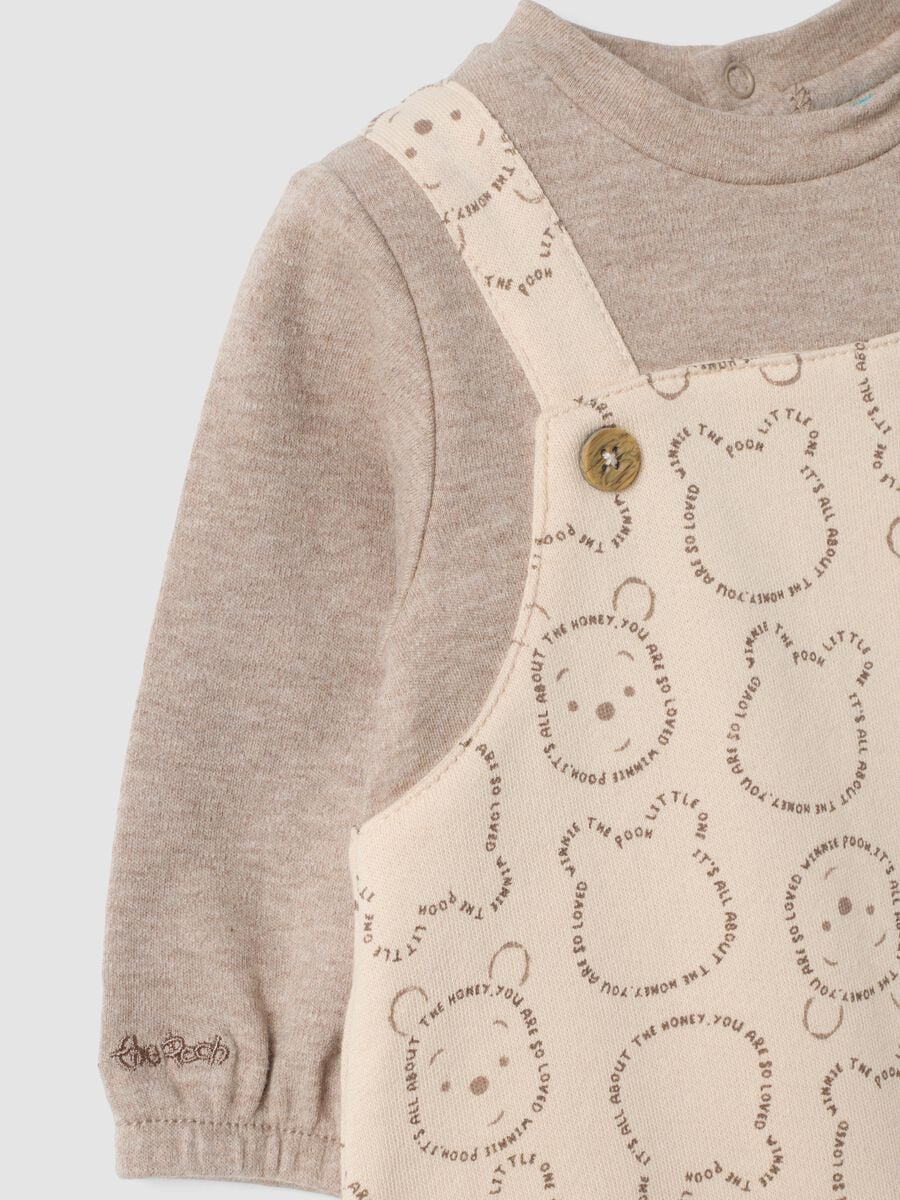 Tutina grigia in puro cotone organico con stampa Winnie The Pooh_2