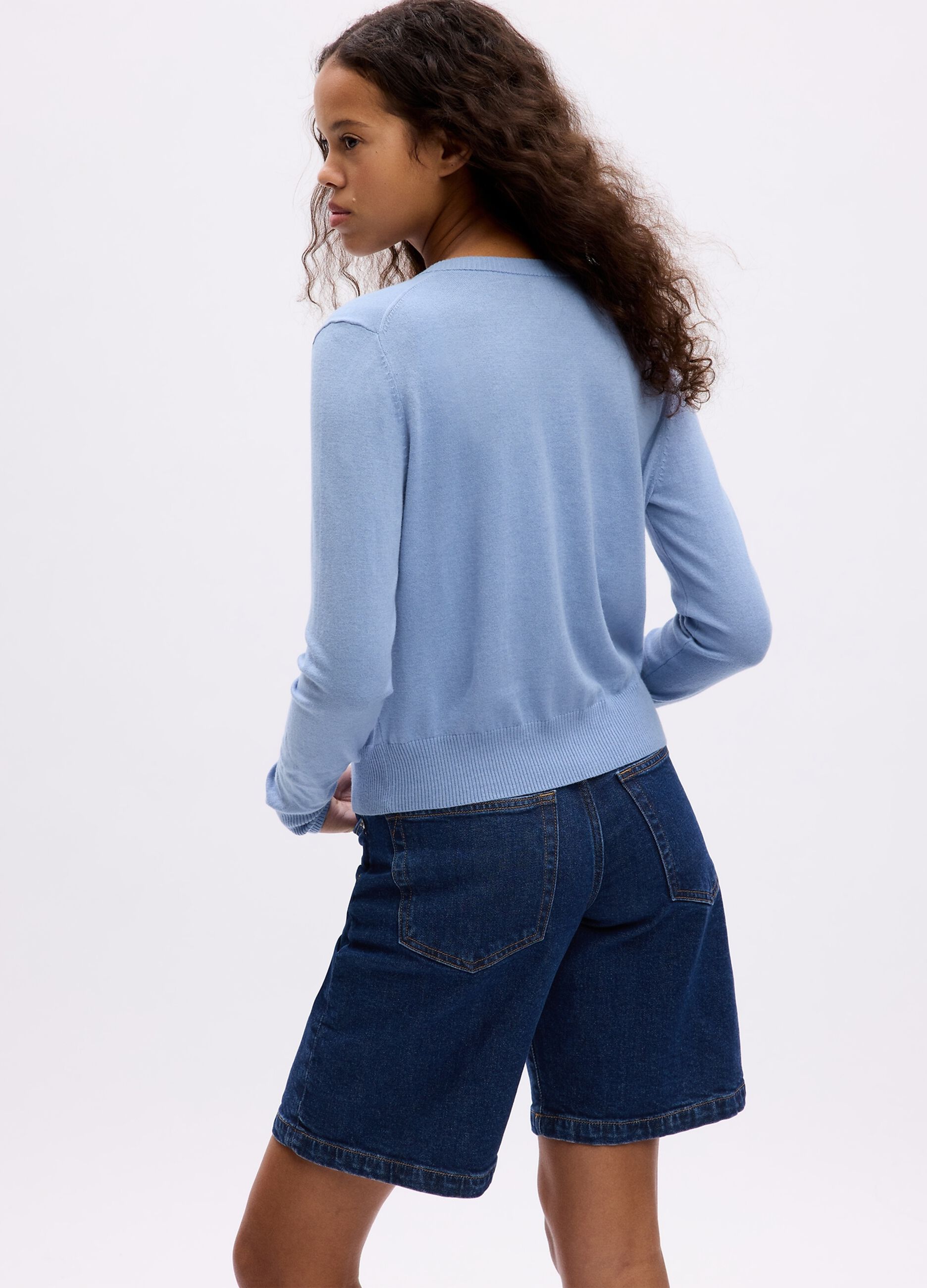 Cardigan with round neckline