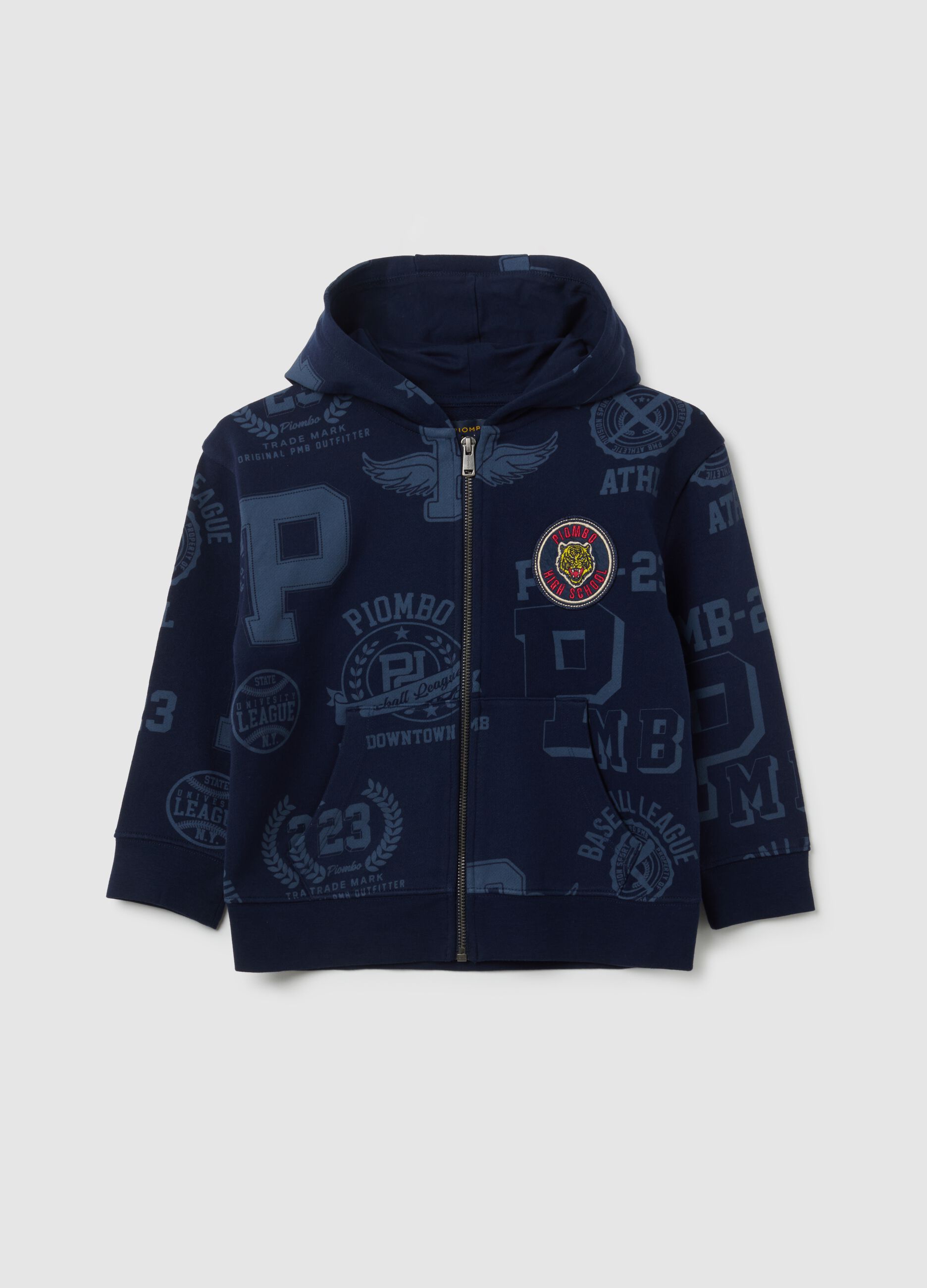 Felpa da bambino in puro cotone blu regular fit