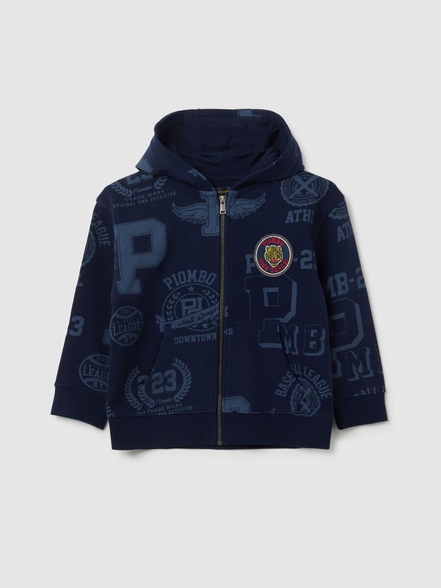 Felpa da bambino in puro cotone blu regular fit_0