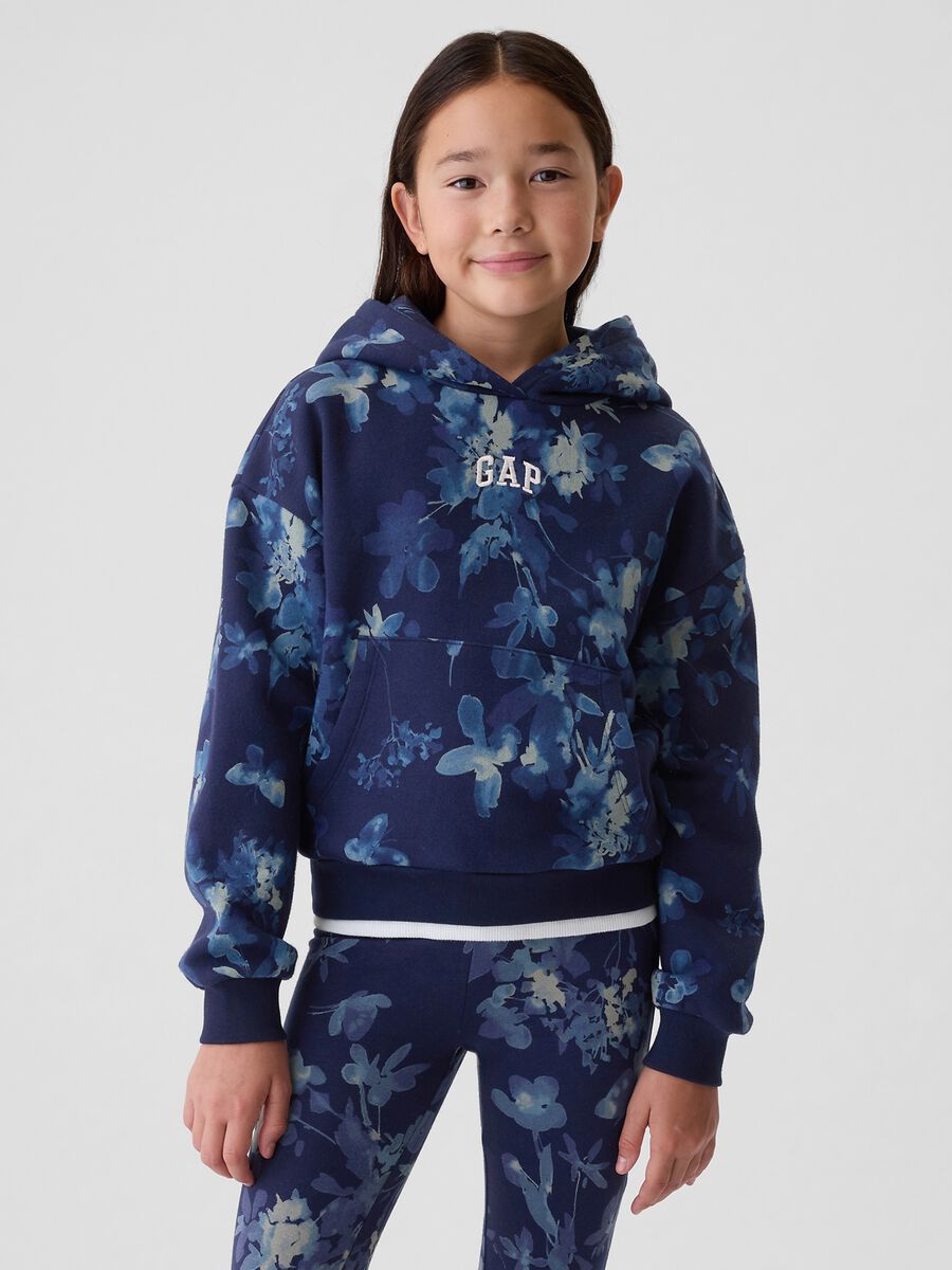 Floral crop sweatshirt with logo embroidery_0
