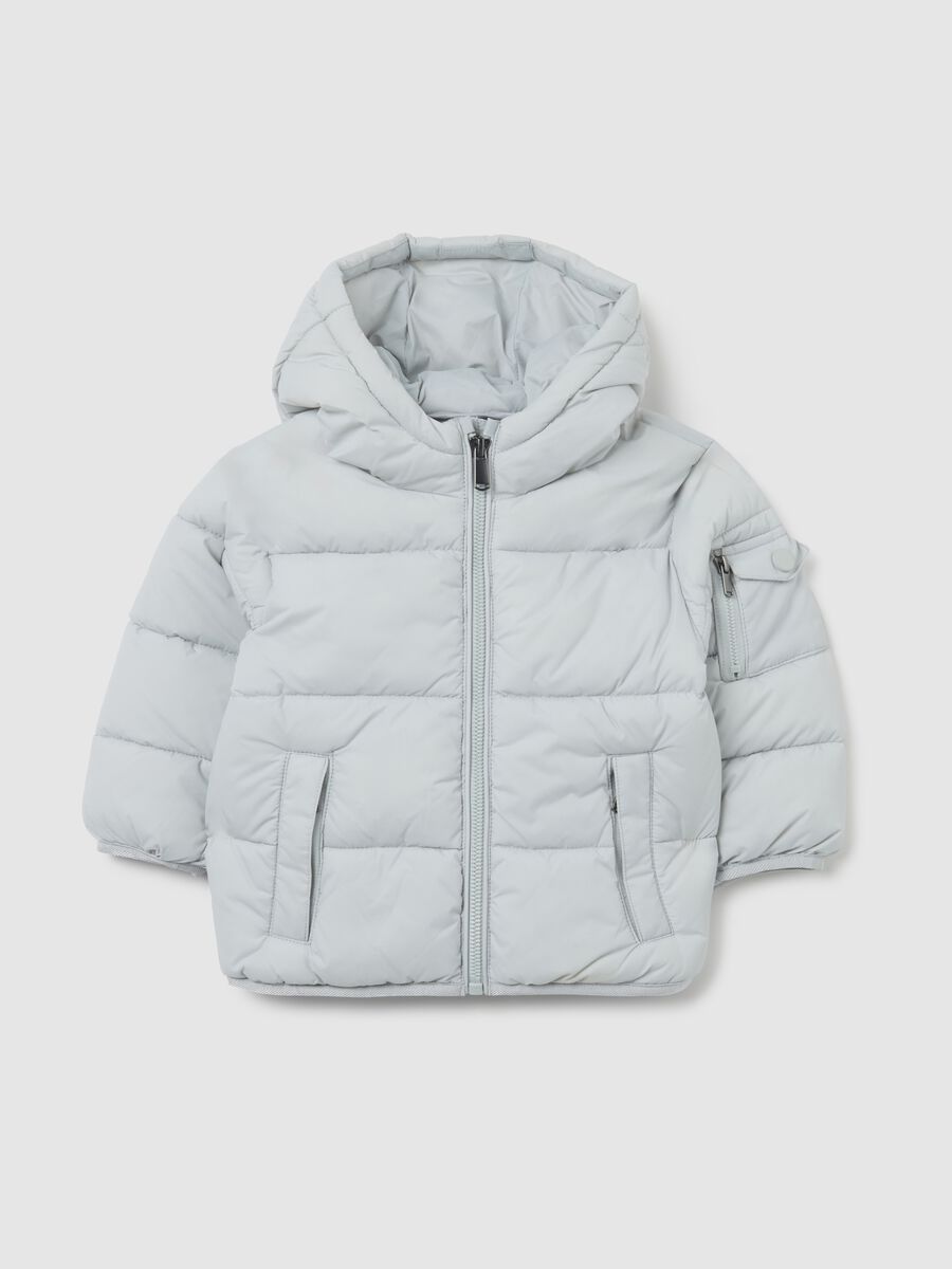 Piumino The Iconic Puffer grigio chiaro da bambino con cappuccio_0