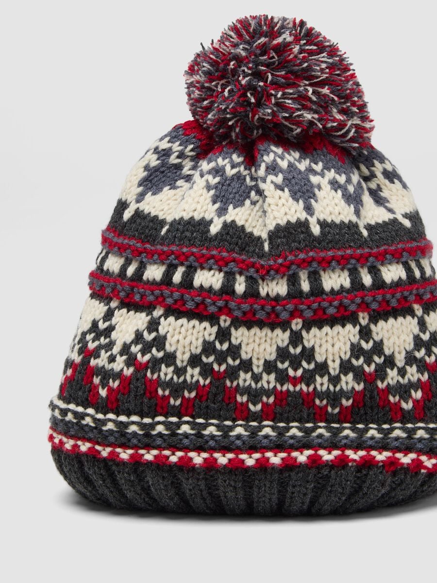 Jacquard beanie with pom-pom_2
