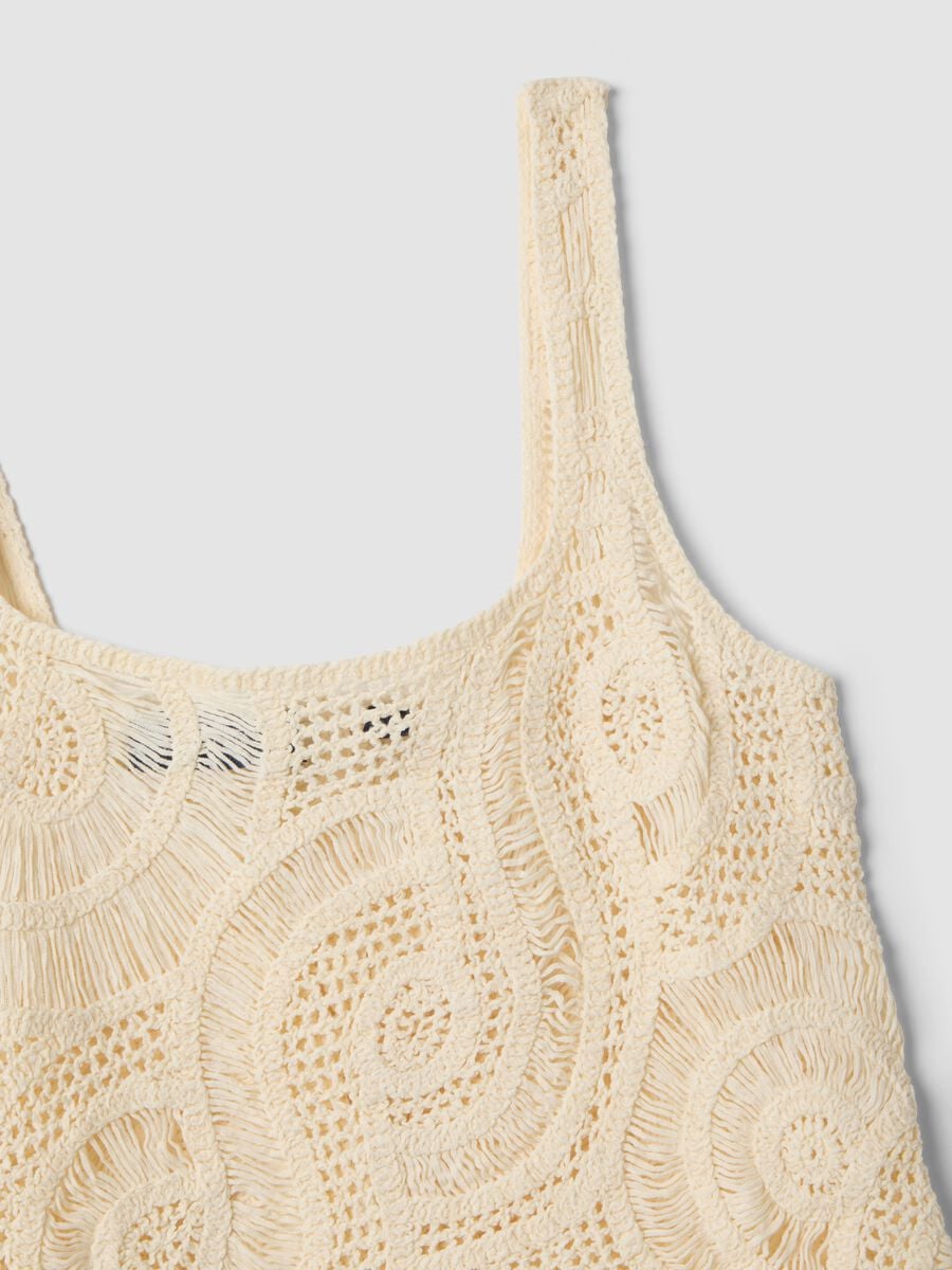 Tank top beige in misto cotone crochet_5