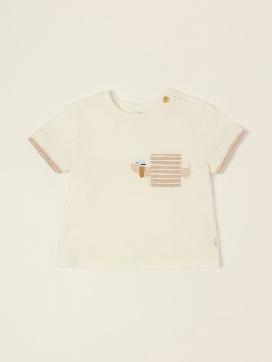 White baby regular-fit T-shirt with print in stretch cotton_0
