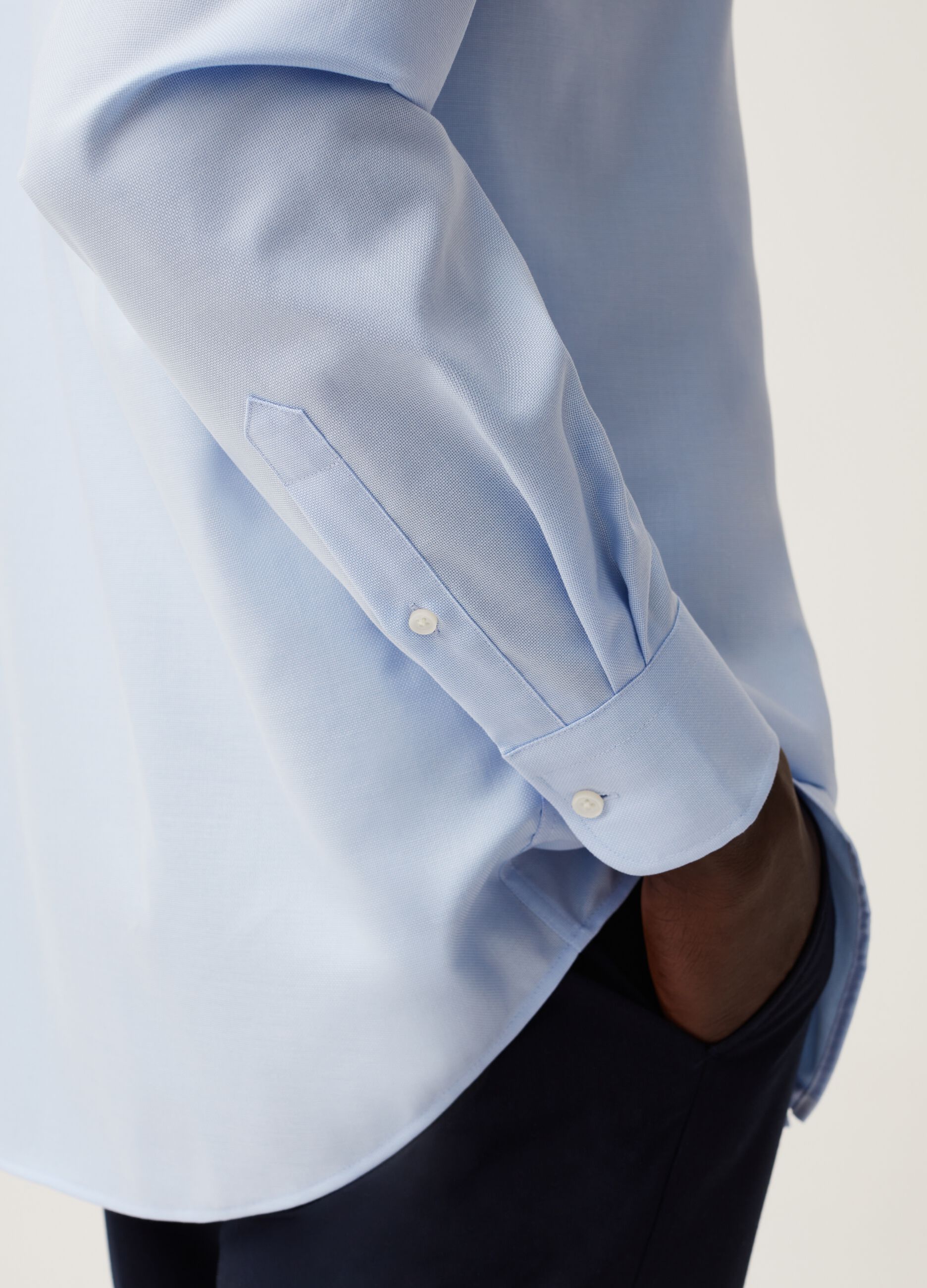Regular-fit no-iron shirt in cotton pique
