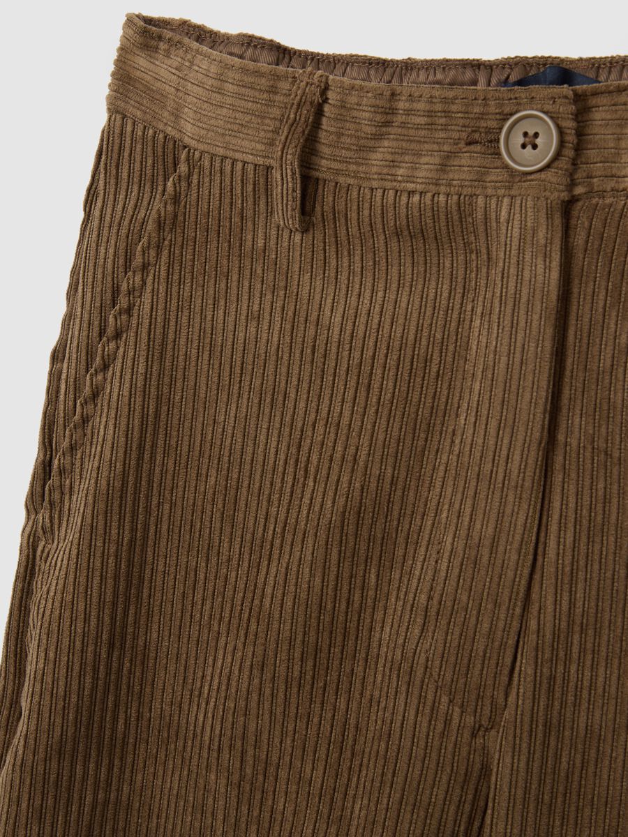 Brown regular fit textured stretch fabric trousers_1