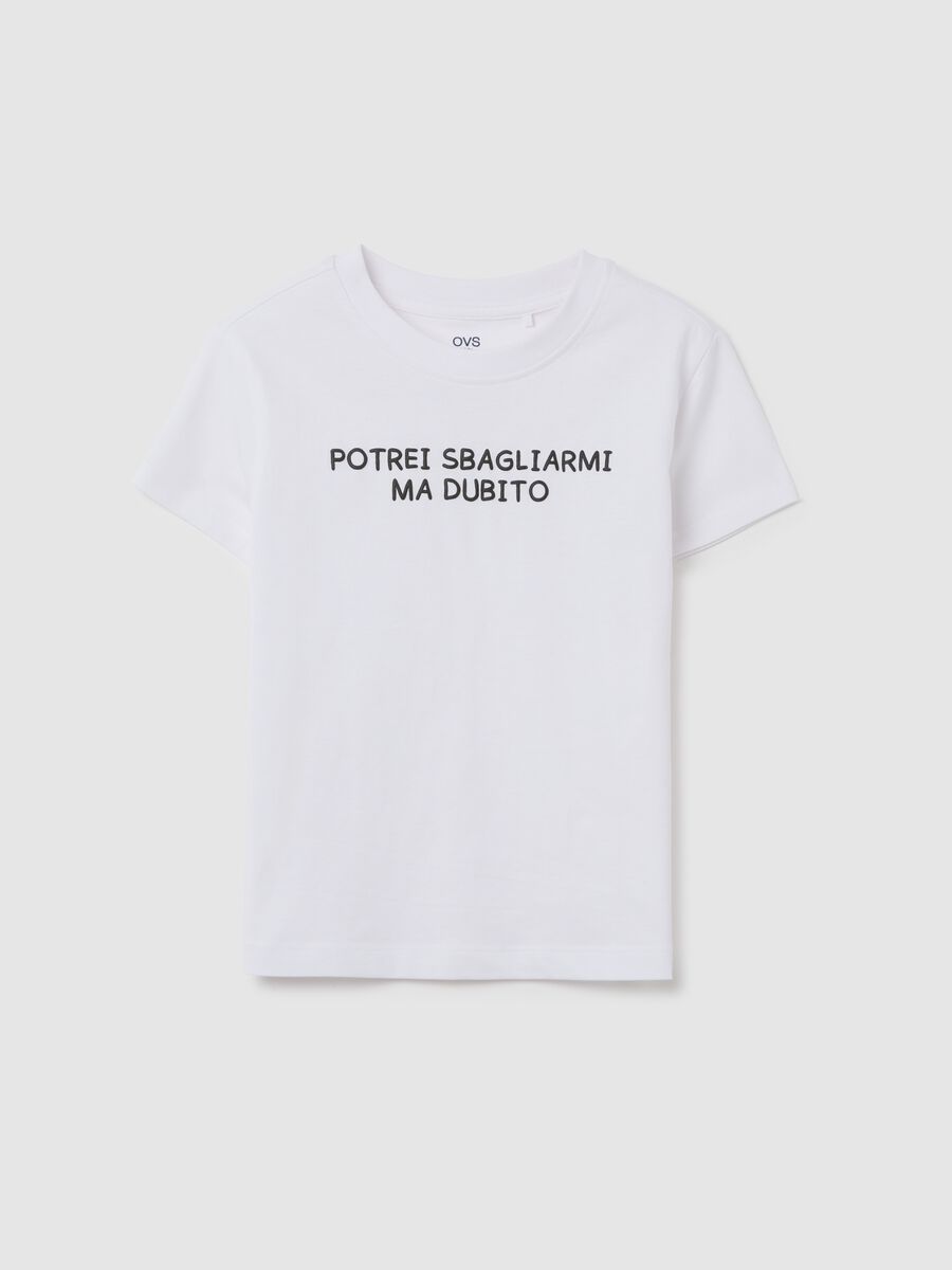 White T-shirt with OVS Kids print_0