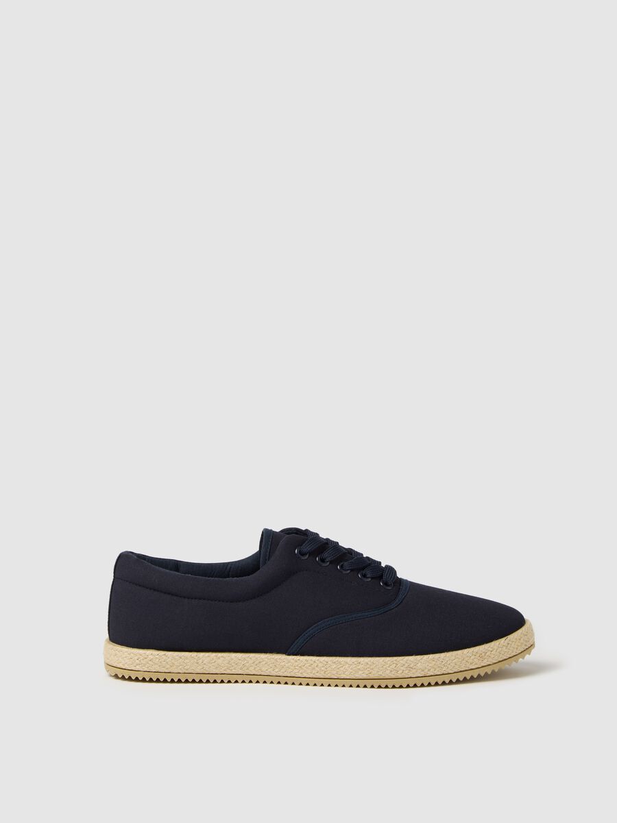 Blue sneakers with laces in cotton_0