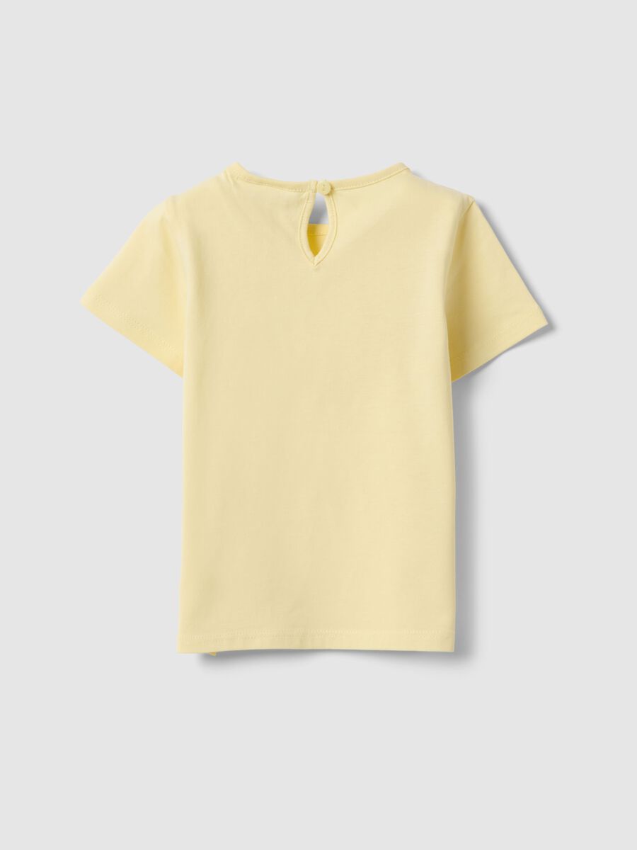 Girls' regular fit yellow cotton T-shirt with butterfly_1
