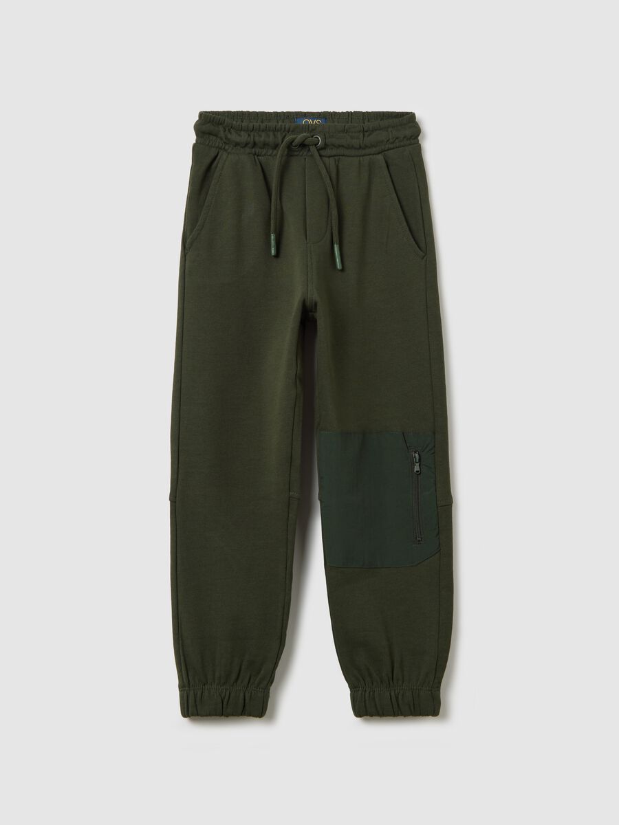 Fleece joggers with drawstring and pocket with zip_0
