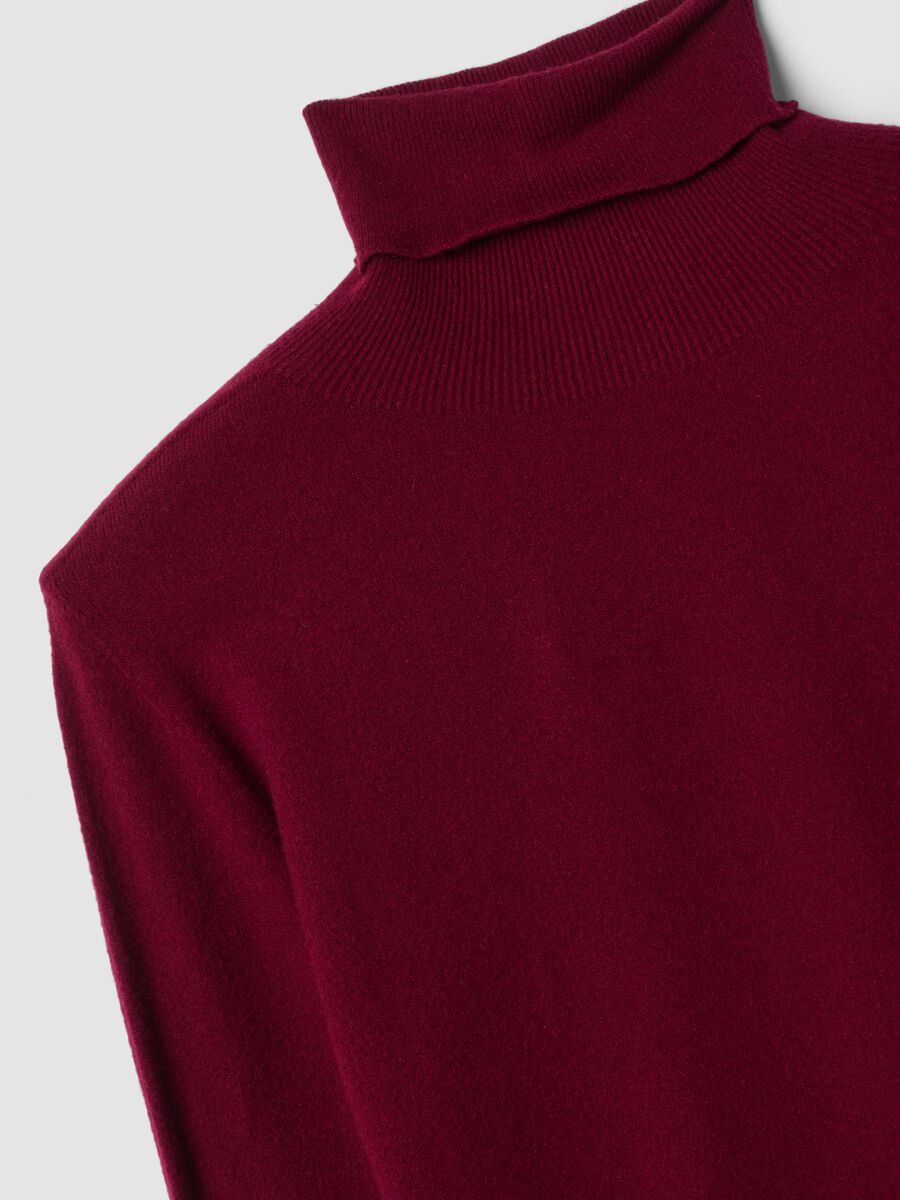 Red high-neck jumper in viscose-wool blend, regular fit_2
