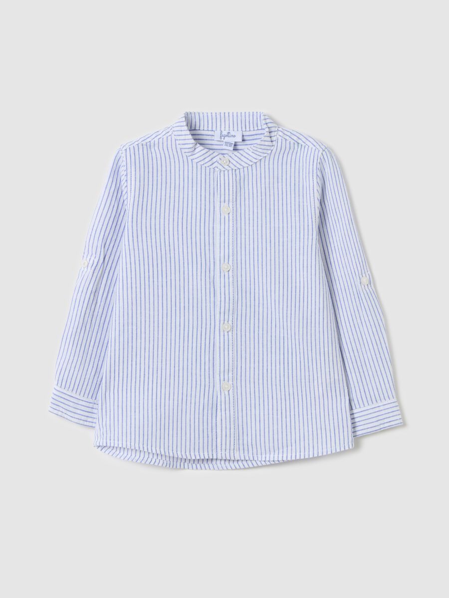 Striped shirt in cotton and linen_0
