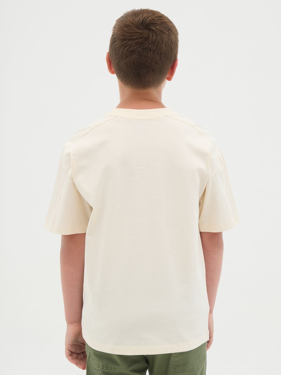 Boys' beige regular fit pure cotton T-shirt_2