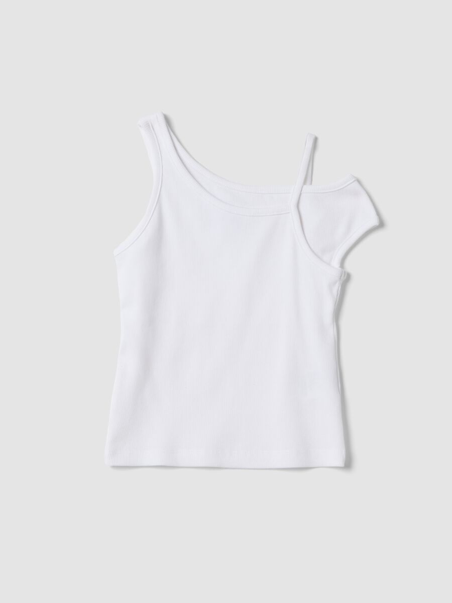 White stretch cotton top_0