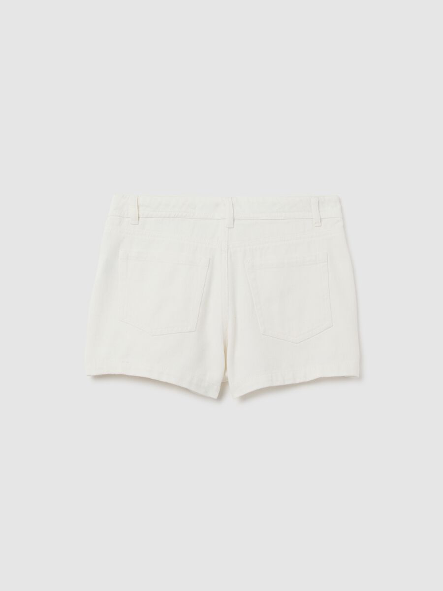 Shorts da ragazza in puro cotone bianco regular fit_1