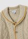 Beige regular fit baby cardigan with buttons_3
