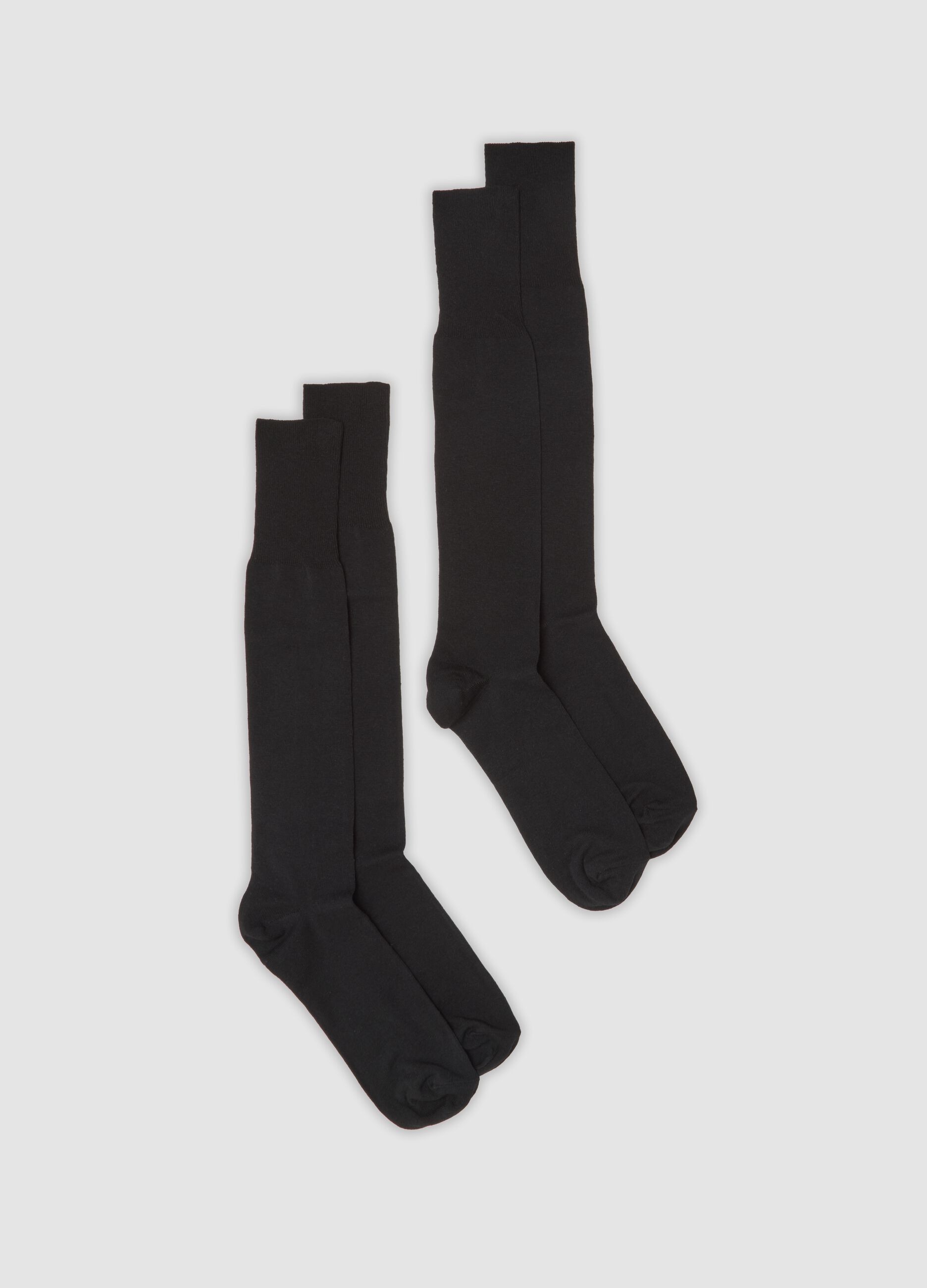 2-pack of black long stretch-cotton socks