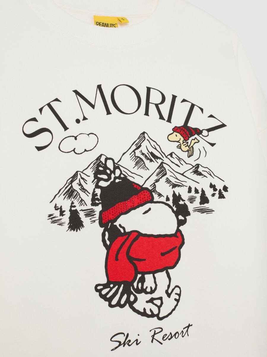 Felpa girocollo bianca in misto cotone regular fit con stampa Peanuts_5