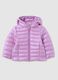 Purple padded girl's jacket with hood and zip_0