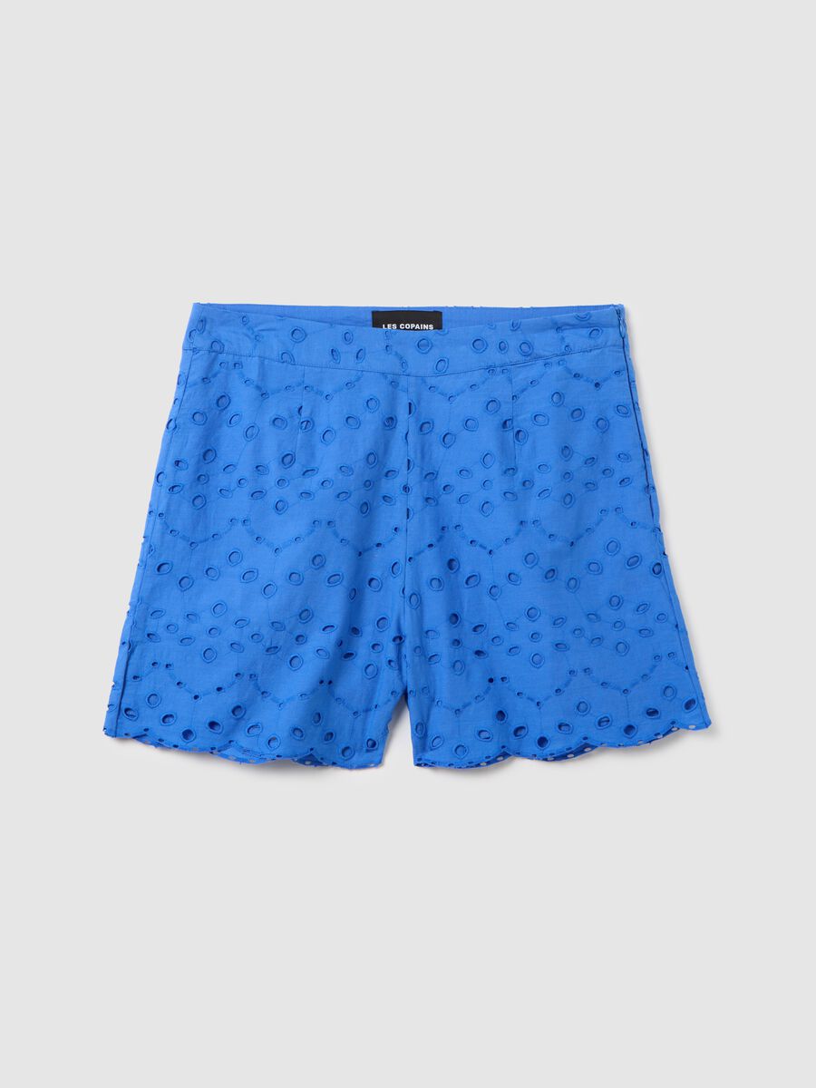Women's blue regular fit pure cotton summer set with embroidery_4