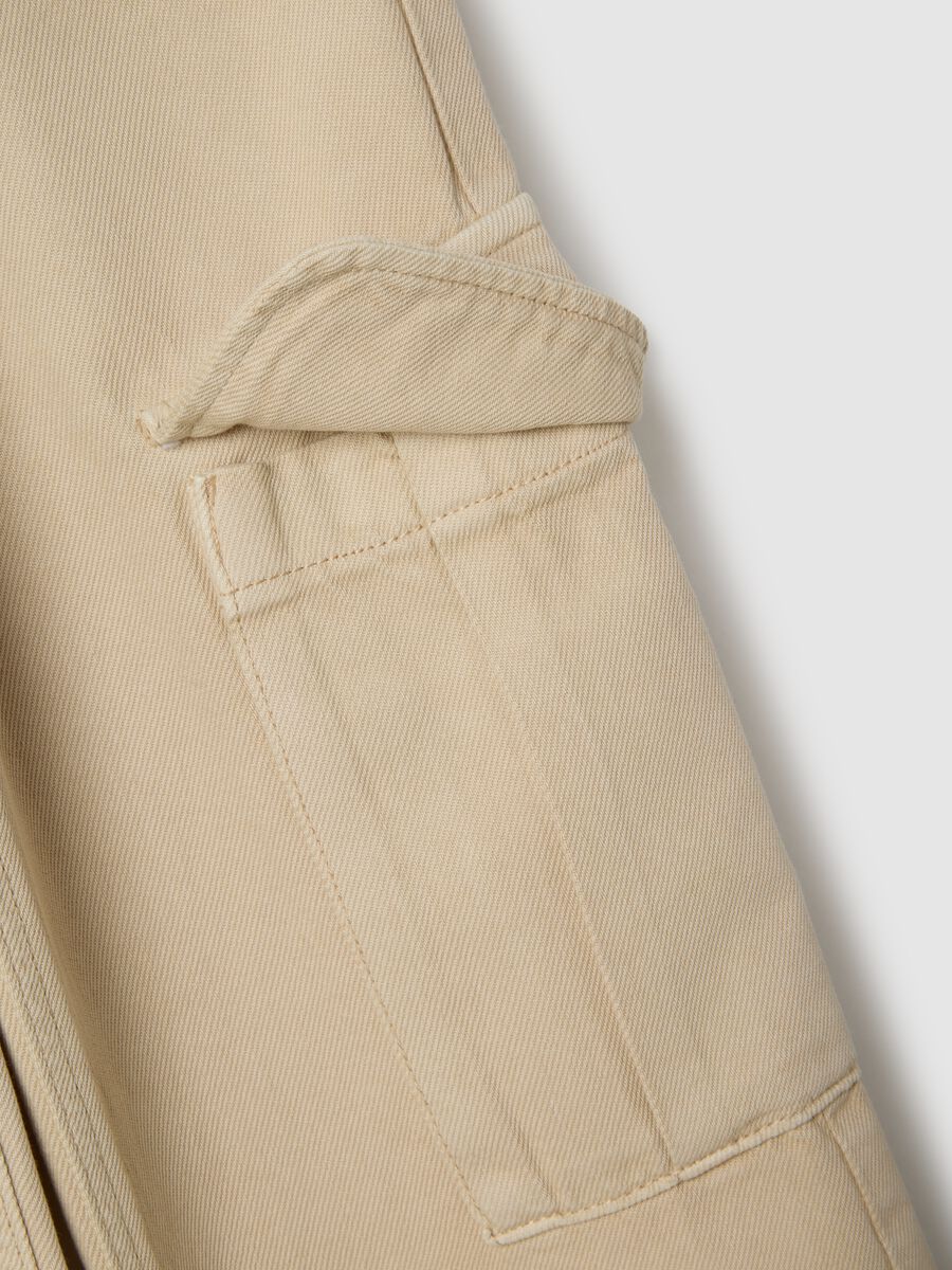 Girls' beige pure cotton cargo trousers regular fit_3