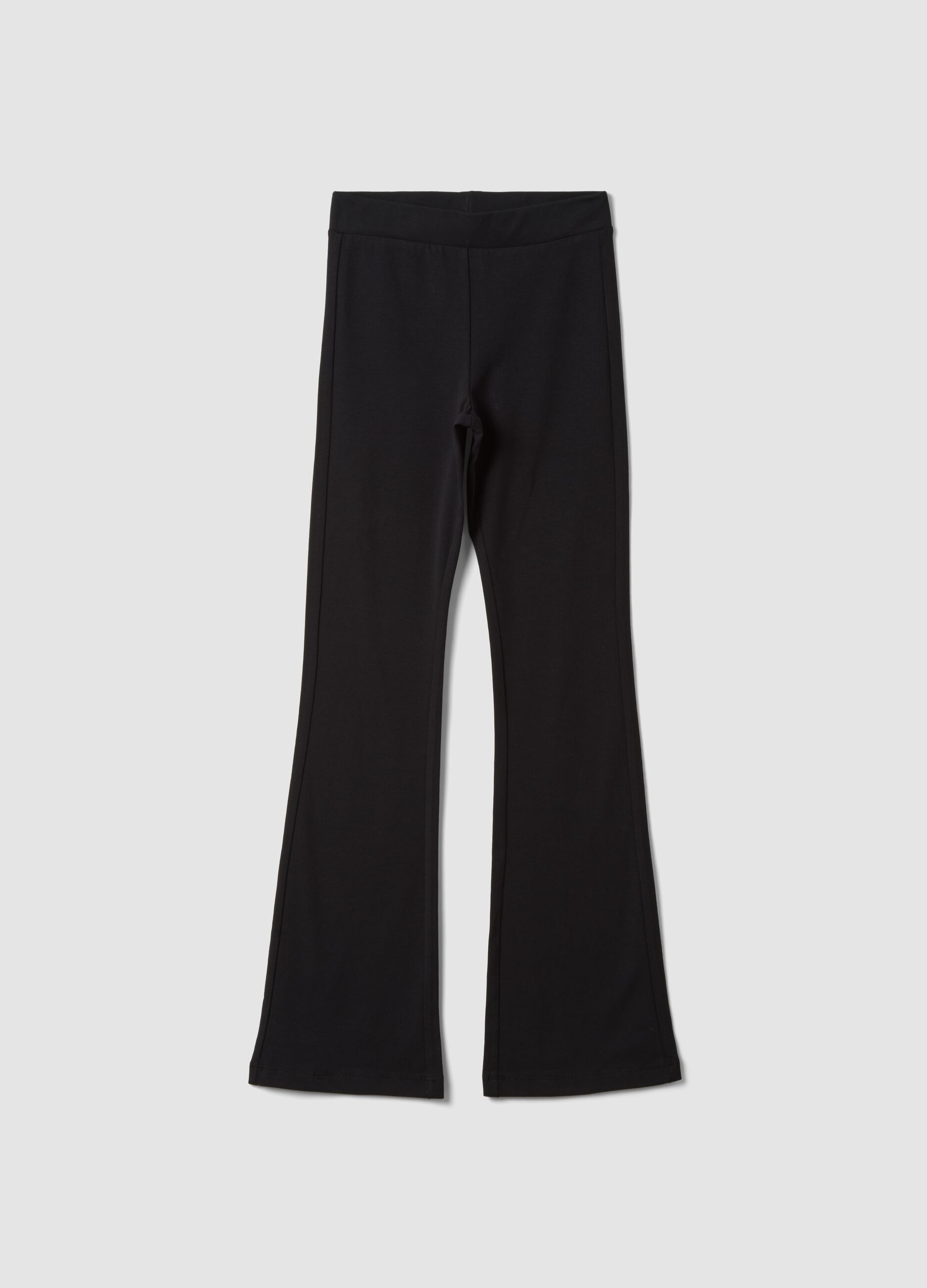 Girls' black flared leggings in stretch organic cotton