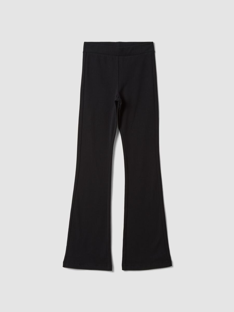 Leggings neri flare in cotone organico elasticizzato per ragazza_3