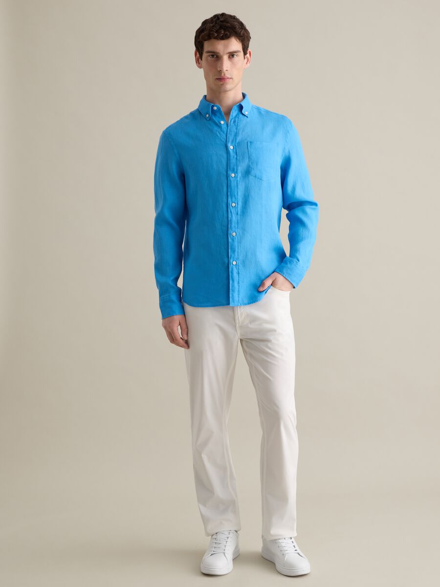 Sky blue pure linen shirt_1
