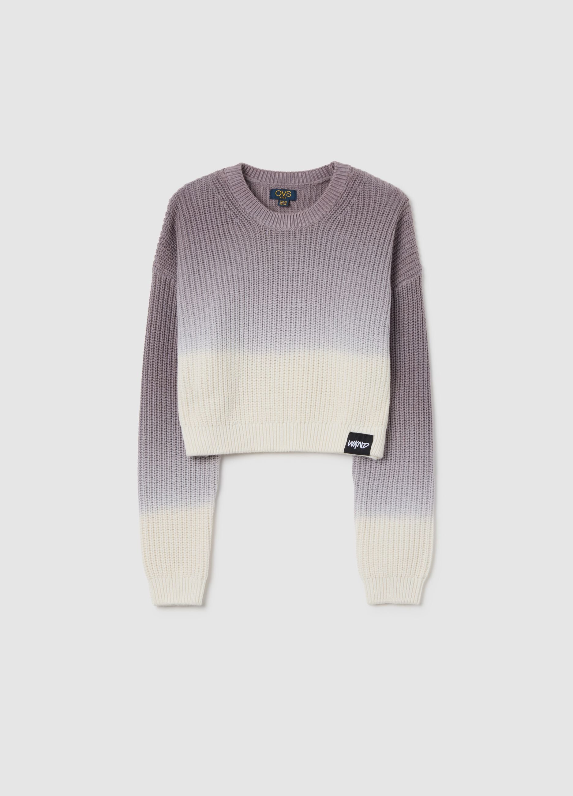Multicolour dégradé sweater for girls in pure cotton regular fit