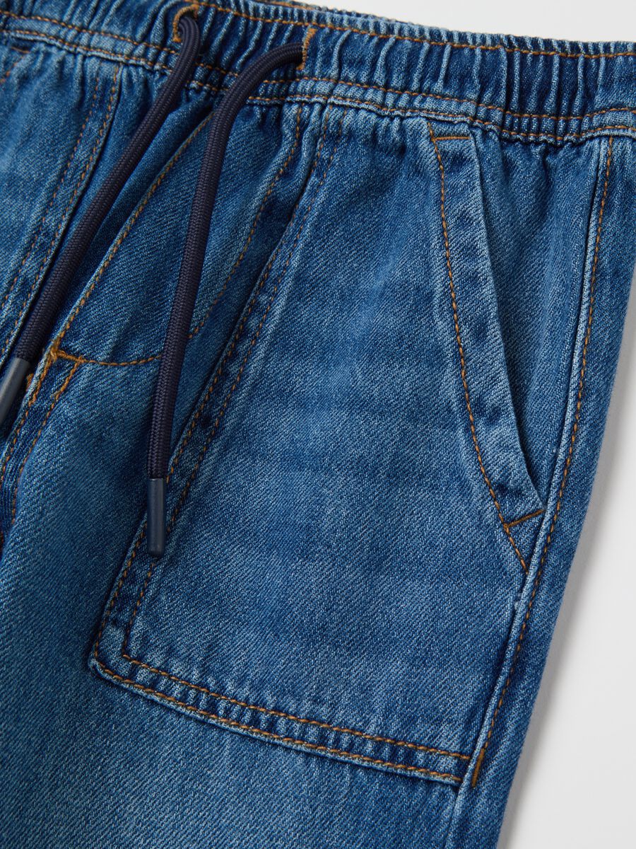 Parachute joggers in denim with drawstring_2