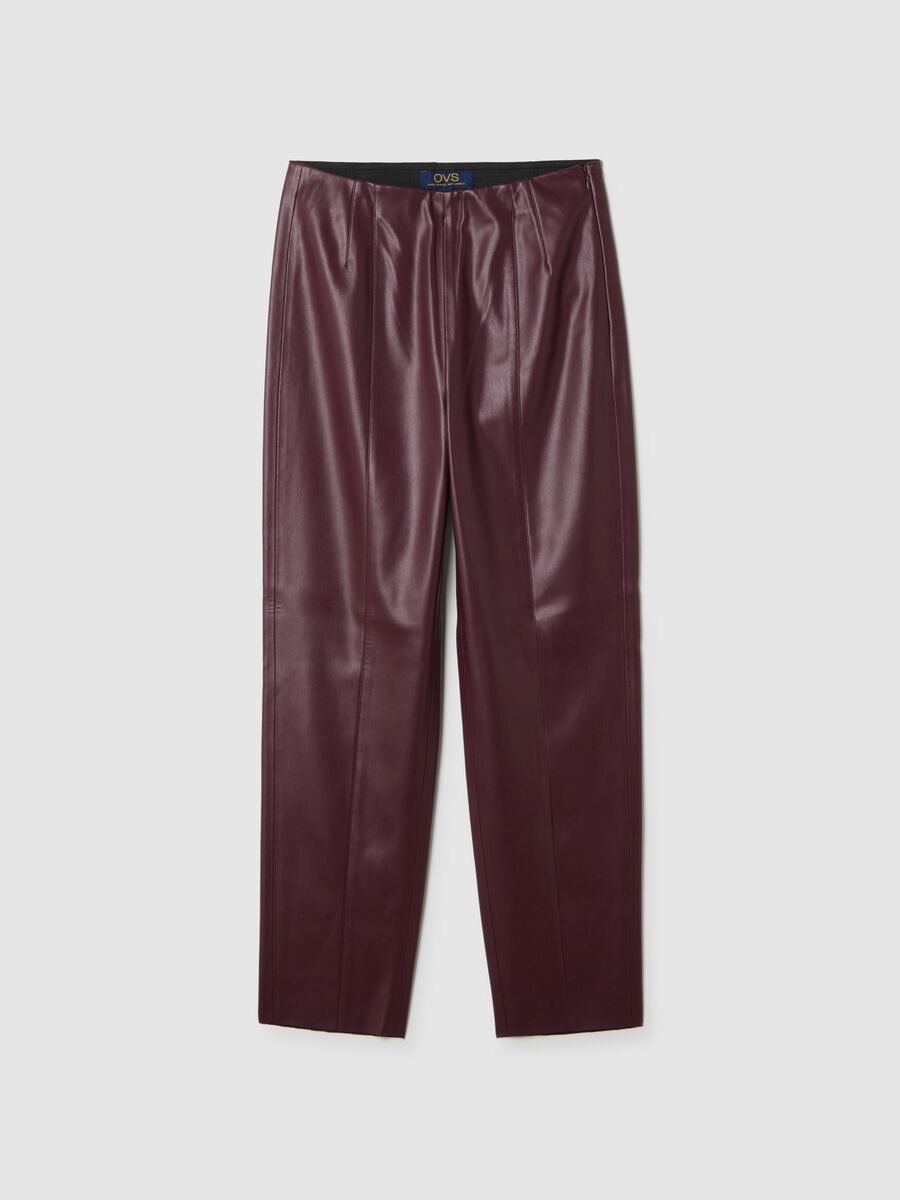 Red Slim Fit Patent Effect Leggings_4