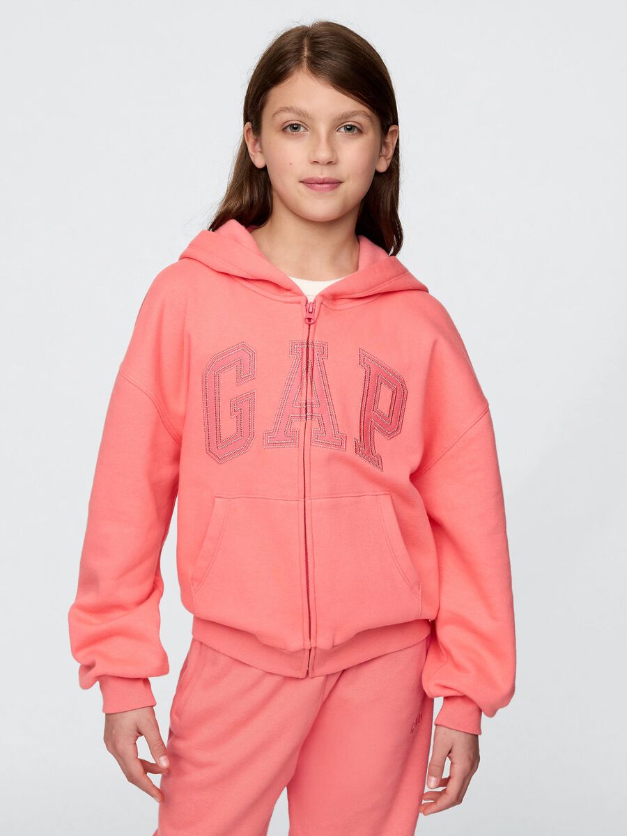 Pink full-zip sweatshirt with logo_0
