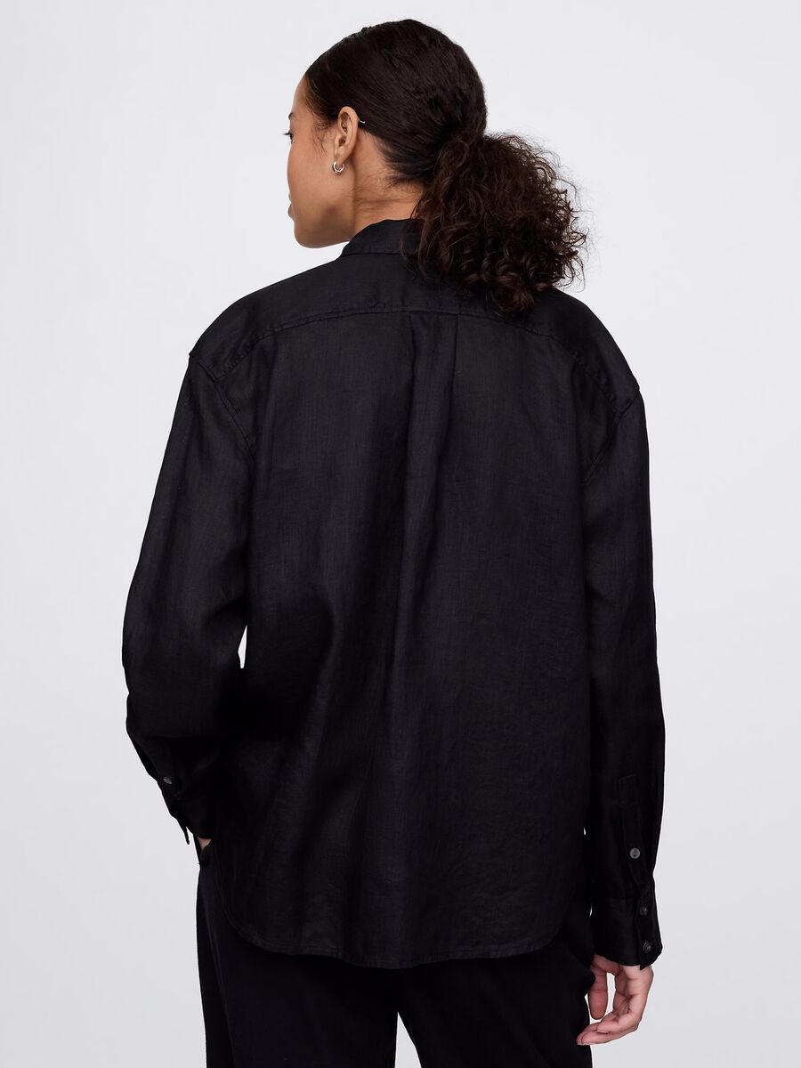 Wide black shirt in 100% linen_2