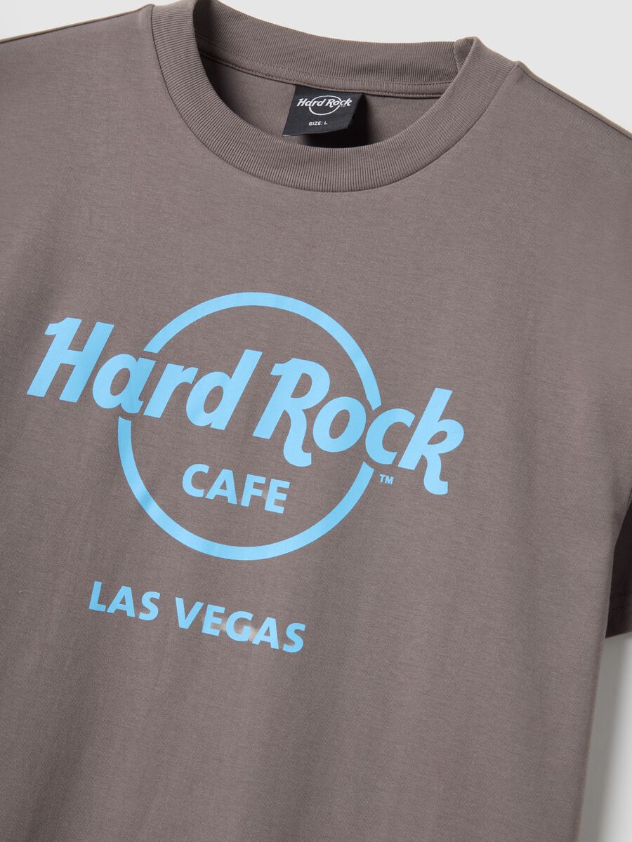 Grey regular fit pure cotton T-shirt with Hard Rock Cafe logo_5
