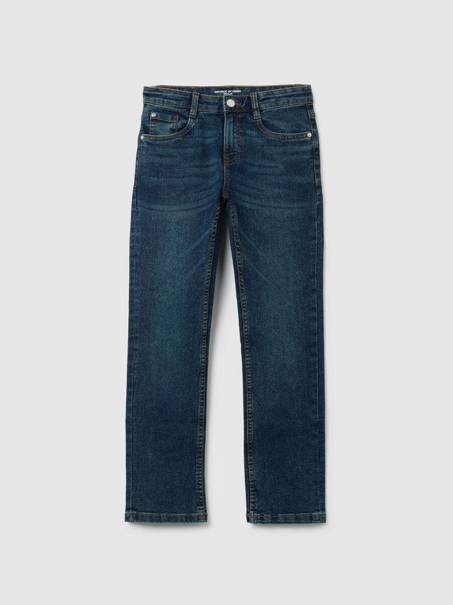 Jeans da ragazzo in denim blu regular fit_0